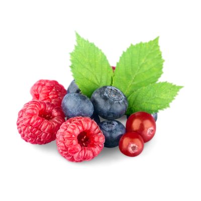 Frutos rojos con hoja verde
