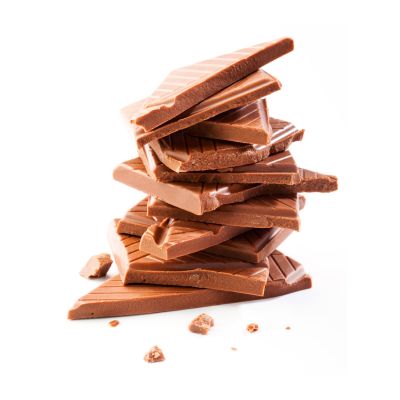 Tabletas de chocolate partidas y apiladas